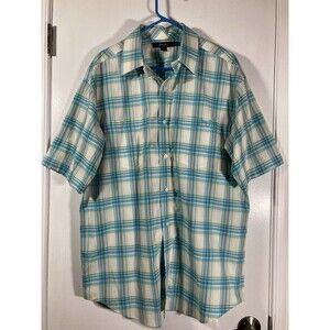 Sean John Men’s Button Up Collared Shirt (XL) • Teal Check • EUC •